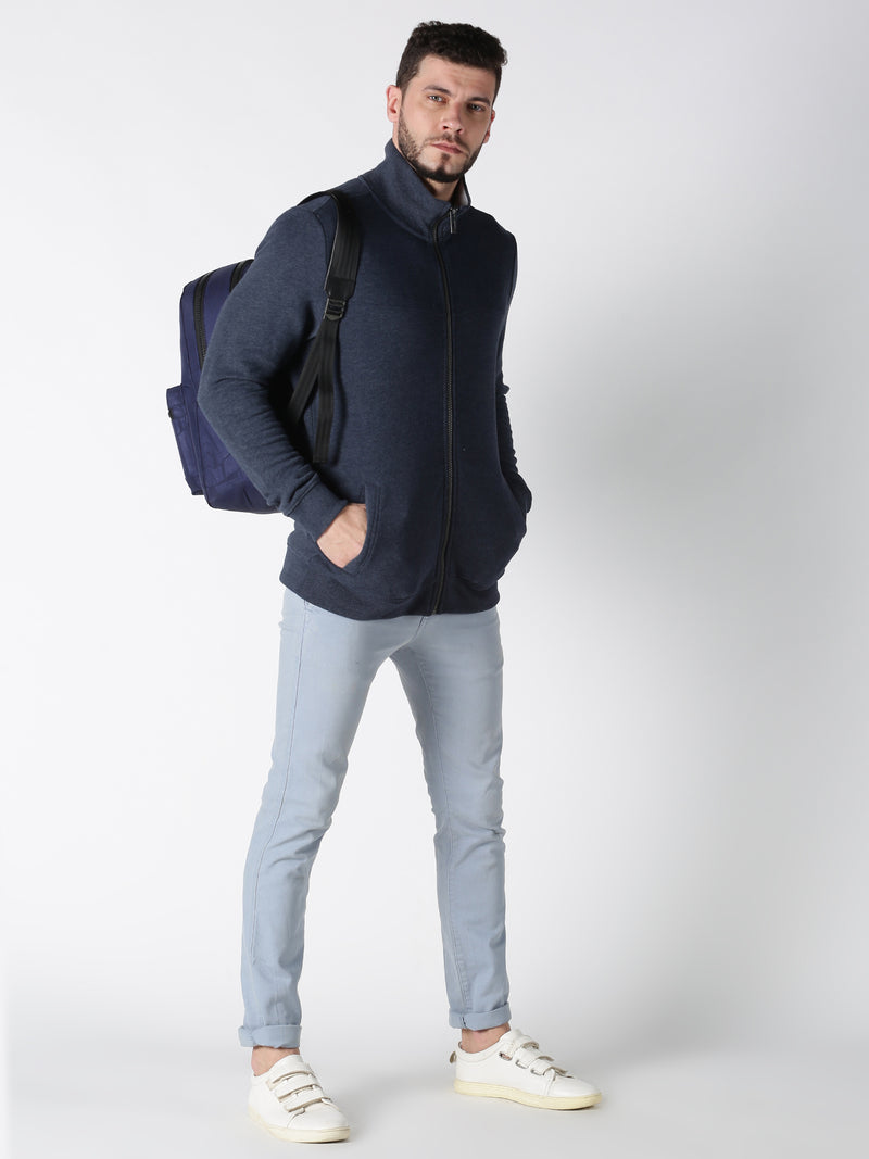 Premium Colorblock (Navy) French Terry Sweatshirt with Zipper - Mid Weight all season